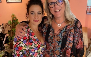 Sarah & Fran in a cafe in Brighton